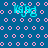 Blue background with pink circular patterns and four cyan 'M' symbols in different positions.