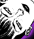 Animated sequence of a stylized white skull with black and gray shading against purple and black background, showing subtle motion in the eye sockets.