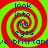 Four identical spiral patterns with red and green stripes, each containing blue text reading 'look into my eyes' and partial text 've brittanye brittany' below.