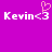 Pixelated text 'Kevin<3' on a solid purple background with a pink heart symbol above the rightmost '3' in the left instance.