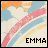 six shows a rainbow and cloud background with the text 'EMMA' in black pixelated font, where one is blank