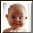 A pixelated baby image with a dark brown background and pink text reading 'will you be my friend?' in four separate lines.