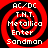 Four identical red and black spiral-patterned icons with white text reading AC/DC, T.M.T., Metallica, Enter, Sandman arranged in a
