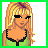 Pixel art of a female character with blonde hair, black eyeliner, green top, and blue jeans in four showing full body parts