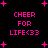 Pixelated pink text and plus signs on black background, repeated in four quadrants with slight variations.