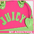 Pixelated pink background with green text reading 'yule' and a watermelon slice graphic featuring seeds, stem, and leaf.