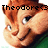 Pixelated close-up of a character with reddish-brown hair, light skin, and green clothing, overlaid with black text reading "Theodore".