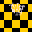 Yellow and black checkered background with white text 'Tiger #19' overlaid, transitioning from square to diamond pattern