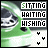 Animated icon with green and white background showing a character's face, text reading 'SITTING WAITING WISHING', and changing letter colors.