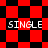 Red and black checkered pattern with 'SINGLE' text in white pixelated font, transitioning from square to diamond shapes.