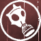 White gas mask icon with black and white striped filter on brown background, repeated in pattern