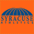 Pixelated orange square with blue dome and 'SYRACUSE' text below, featuring a grid-like pattern and faded lettering.