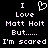 Pixelated text and heart symbol on black background with repeated 'I Love Matt Holt But...... I'm scared' phrase.
