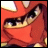 Pixelated anime character face with red head covering and visible eye, next to text reading "AnimeIM" and "com" on black background.