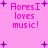 Pink background with purple plus signs and pink text reading 'AoresI loves music!' in four identical quadrants.