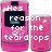 A pink flip phone with a black screen displaying text, overlaid by pixelated white words forming 'He's reason for the teardrops on my phone'