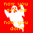 Red background with yellow text 'now you see me now you don't' and a pixelated ghost that alternates between white and pink hues across frames.