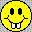 Five yellow pixelated smiley faces with varied expressions on a gray background, including teeth, tongue, glasses, and checkered cheeks.