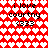 Red background with white heart pattern; black text 'i love courtney <333' repeated in two , each containing four identical copies of the phrase