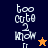 Pixelated text 'too cute 2 know' in white on dark blue, orange, and brown backgrounds with a star symbol changing color.