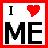 Static pixel art icon with red border, white background, black text "I" and "ME", and red heart symbol replacing "love".