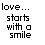 A 4x4 contact sheet of animated frames showing text variations about love with color-coded words on a white background.