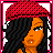 Pixel art contact sheet of a cartoon woman in red outfit with heart symbols and text phrases across nine frames showing pose variations and text changes.