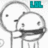 Two stick figures embrace; one figure has a wide open mouth with visible teeth, the other covers its mouth with a hand. A teal 'LOL' text box appears in the top-right corner.