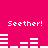 A bright pink background displays four instances of the text 'Seether!' in white pixelated font, each paired with a white audio waveform graphic that changes across frames.