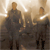 Two pixelated figures in dark clothing stand against a bright, blurred background with light streaks.