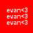 Red background with repeated white text 'evan<3' in a pattern, some highlighted in light purple