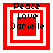 Four red and white square frames with 'Peace Love Danielle' text, each showing different nested square arrangements.
