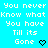 Pixelated cyan background with repeated white text "You never know what you have till its gone" and varying black heart and arrow symbols.