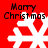 Red background with four white snowflakes and black text reading 'Marry Christmas' in a