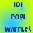 Pixelated blue text on a yellow-to-blue gradient background, displaying 'IOI', 'ROFI', and 'WARRLE!' in sequence.