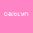 pixelated 'caitlyn' text icons with varying pink and white coloration on a solid pink background, showing animation changes in letter colors and small star symbols above the name