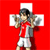 Pixelated static icon of a person in sports attire against red background with white cross-like shapes.
