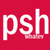 Red background with white pixelated lowercase letters 'psh' in a bold sans-serif style, with the 'h' slightly taller than the 'p' and 's'.