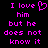 Pixelated text in bright pink on black background, with a heart symbol replacing 'love' in the first line of two identical side-by-side phrases.