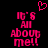 Pixelated pink text on black background with a heart symbol above, displaying 'It's All About Me!!' in two identical side-by-side arrangements.