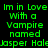 Green text on black background reads "Im in Love With a Vampire named Jasper Hale" with blue rectangular overlays shifting across the text.
