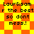 Pixelated text on a checkered background with orange and yellow squares, showing repeated phrases in black font.