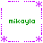 Green text 'mikoylo' appears four times within a purple dotted border with asterisk corners on white background.