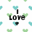 Pixelated text reads "I Love you so much Jesse" over a white background with repeating green and cyan heart shapes.