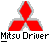 Red Mitsubishi three-diamond logo above black-and-white pixelated text reading 'Mitsu Driver' on gray background.