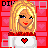 Pixel art of a blonde woman with heart symbols on her shirt against a red background, showing multiple facial expressions including winking and smiling.