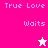 Pixelated text 'True Love' and 'Waits' on pink and white backgrounds with a star symbol changing color.
