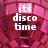 Pixelated pink and red abstract background with white text reading 'its disco time' in three lines.