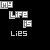 pixelated text icons on black background, each displaying 'my Life is' followed by a word like LIES, CUTS, SCARS, SEATS, PAIN