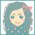 Pixelated avatar with teal hair, red bow, and pink polka dots on a dark green top; eyes blink in sequence.